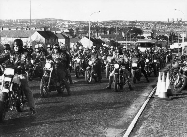 Altens in 1990 when local bike enthusiasts  were recruited as extras to play a biker gang for the filming  of BBC TV series Your Cheatin' Heart.