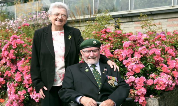 Olivia and Alex Ross at the Burma Star memorial rose garden in Duthie Park. Picture by Heather Fowlie