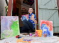 12 year old Aled Smith from Fraserburgh has been spending lockdown in his shed, painting designs onto canvasses. With the help of his mum he's hoping to print them onto products for local businesses. CR0021459
21/05/20
Picture by KATH FLANNERY