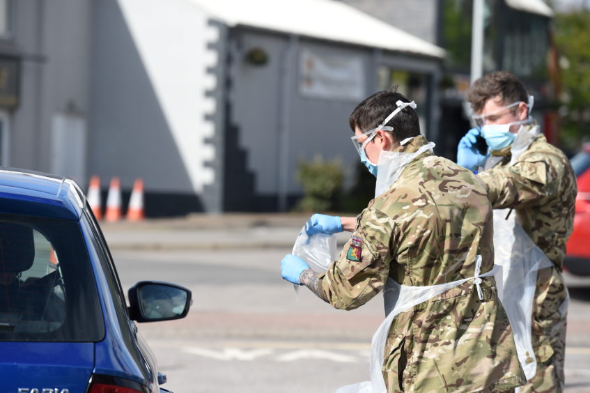 The Royal Scots Dragoon Guards set up a 'pop up' Covid 19 test station in Banchory car park earlier this month.