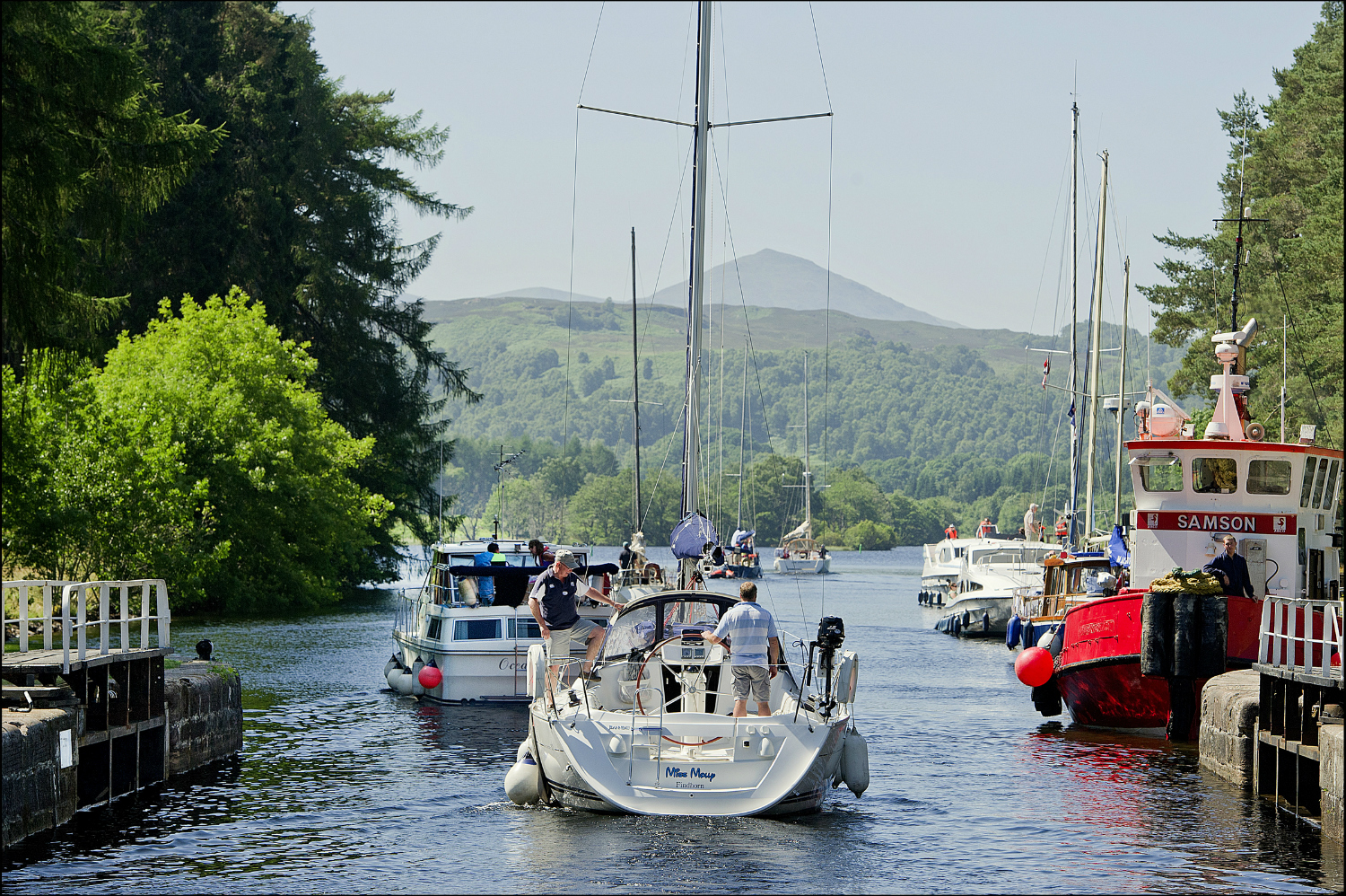 Yachts on the Caledonian Canal.