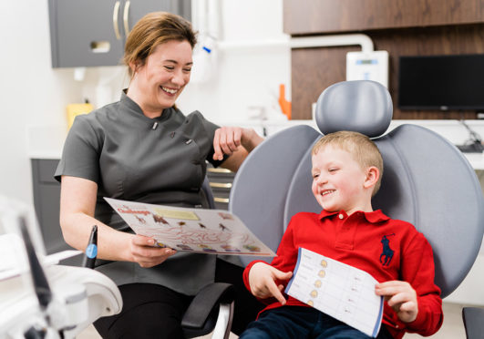 Rachel with patient Cameron Scott