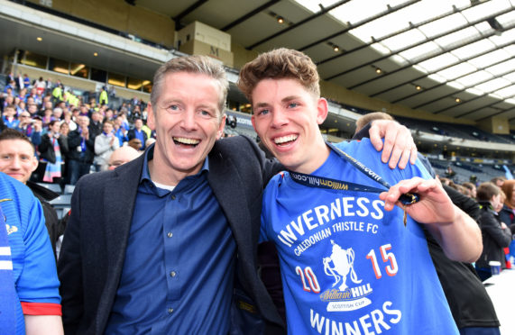 Ryan Christie (right) celebrates winning the 2015 Scottish Cup with his dad Charlie.