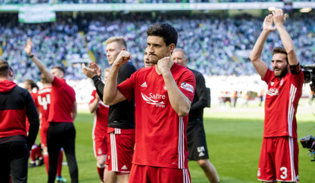 Former Aberdeen defender Anthony O'Connor celebrates the final day win at Parkhead in 2018.