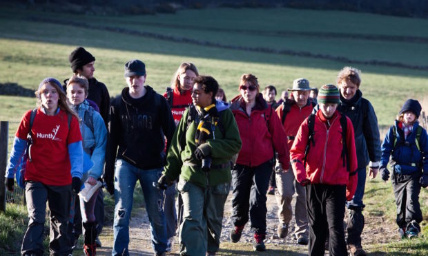 Some of the walkers taking part in the inaugural Slow Marathon in 2012 with artist Mihret Kebede (centre)