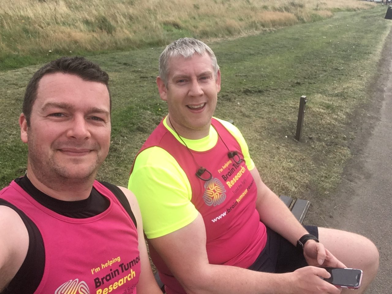 Lawyers Steven Allan and David Low have dawned their running shoes in a bid to find a brain tumour cure