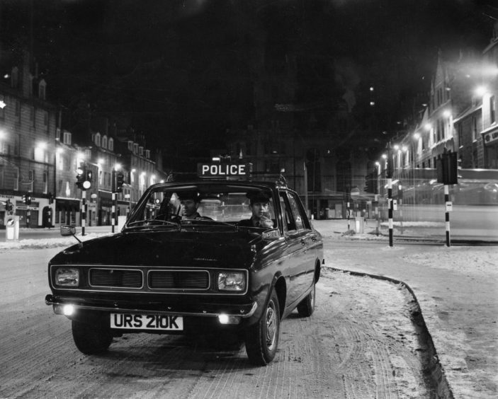 Police on patrol in Aberdeen in the 1970s before drugs became a problem in the city.