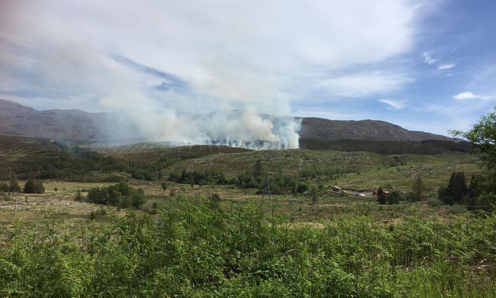 Hills above the south Skye village of Kyleakin were ablaze