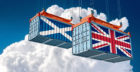 Freight container with United Kingdom and Scotland national flag. 3d rendering ; Shutterstock ID 1580940835; Purchase Order: -
