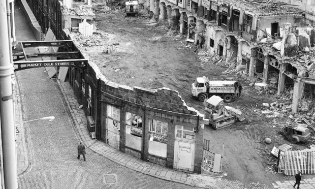 This picture was taken shortly after the bulldozers moved in to take apart the old Aberdeen Market in 1971.