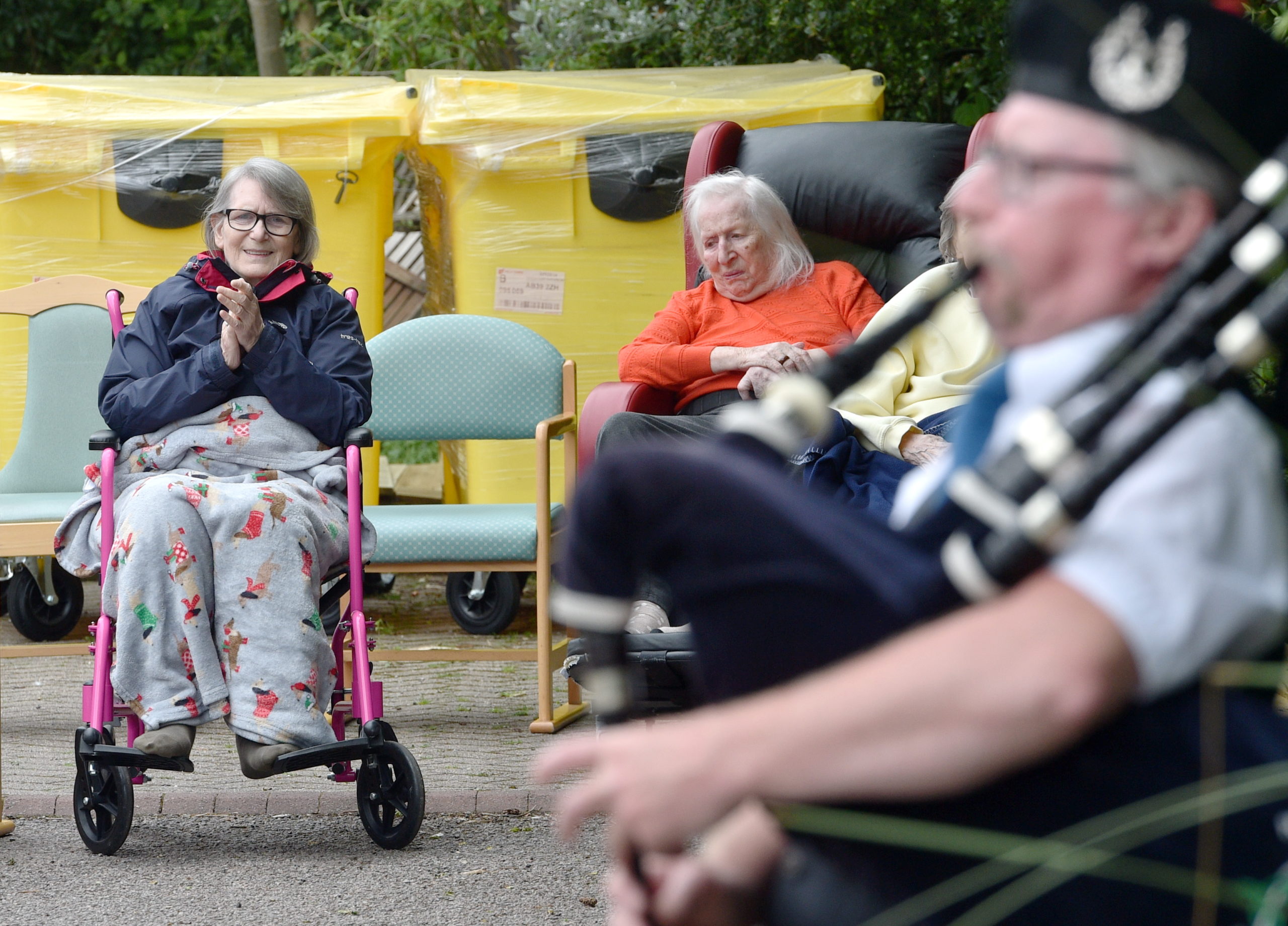 Pictured is a piper playing to residents at Haven Court Care Home, Stonehaven. Picture by DARRELL BENNS