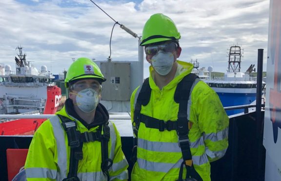 Niall MacLeod (Right) docked at Aberdeen