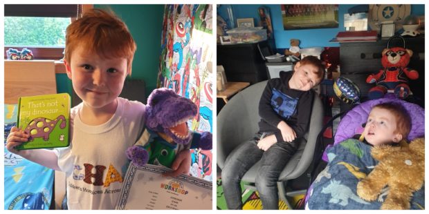 Connor Easdale is raffling the dinosaur to raise money for a charity supporting his brother Jayden.