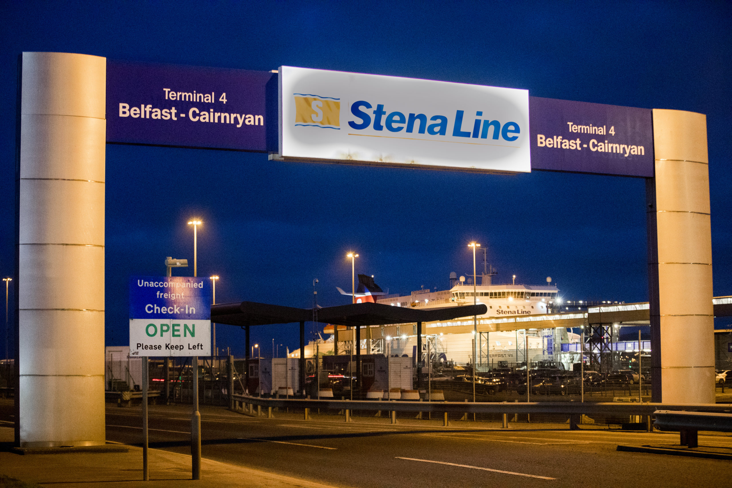 The Northern Ireland to Scotland ferry port in Belfast Harbour.