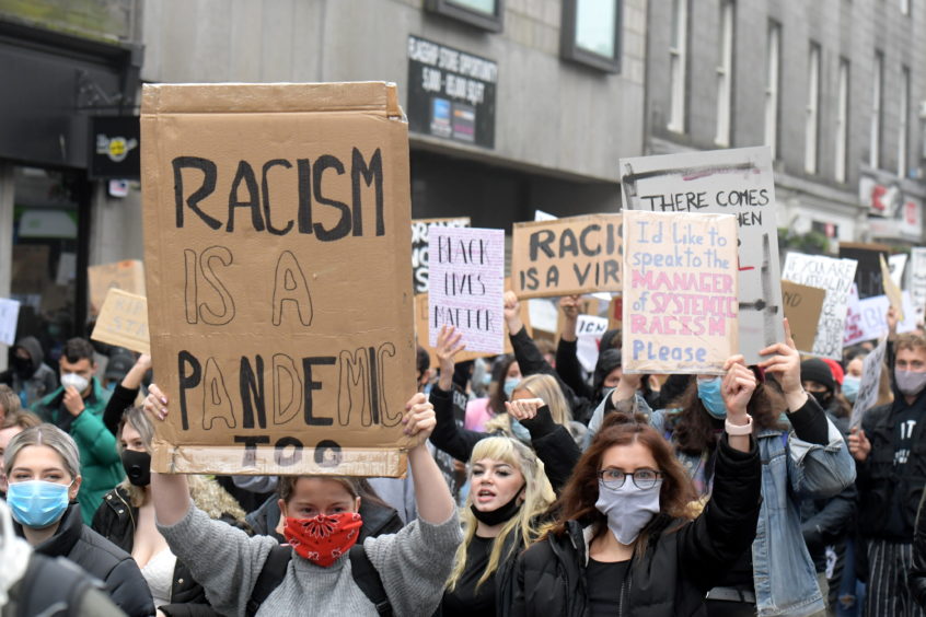 Black Lives Matter protesters. 
Photo by Kath Flannery