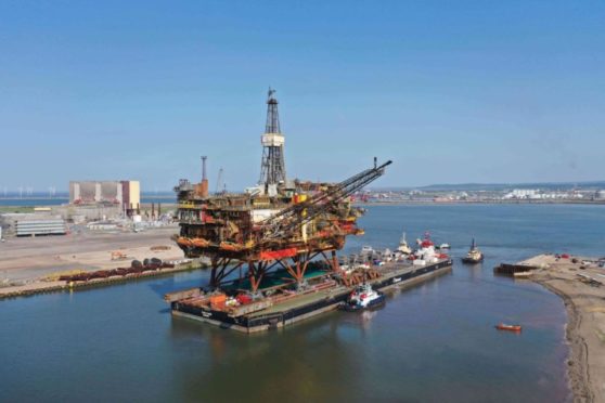 Brent Alpha has arrived at Able UK's Seaton port in Teesside for dismantling.
