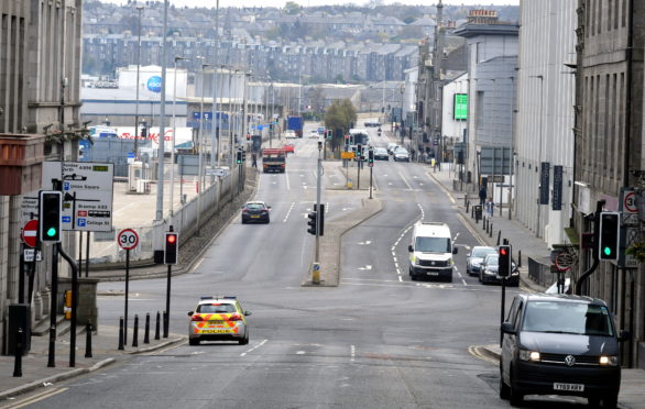 A quiet afternoon in
Market Street, Aberdeen during lockdown.
Picture by Chris Sumner.