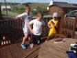 siblings Finlay, Lachlan and Fraser take part in the virtual sports day.