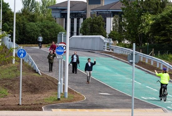 The new bridge provides a link between Inverness Campus and Inverness Retail Park.