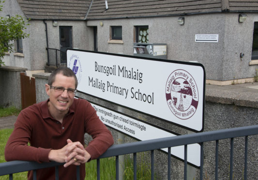 Rob Hamilton outside Mallaig Primary School. Picture by Iain Ferguson, The Write Image