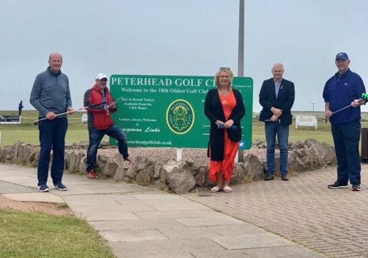 Pictured  Ian Forman Junior Development Convernor, Keith Skinner,, Dianne Beagrie, Alan Fakley, and Alex Buchan Club Captain