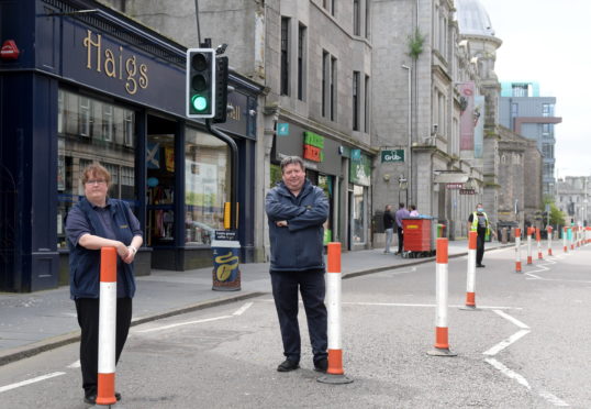 Haigs food hall owners, James and Julie Haig, who are planning an "exit strategy" from the city centre as Schoolhill is so regularly closed.