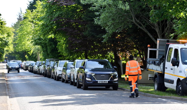 Queues formed at Hazlehead Recycling Centre when it reopened. Picture by Kami Thomson