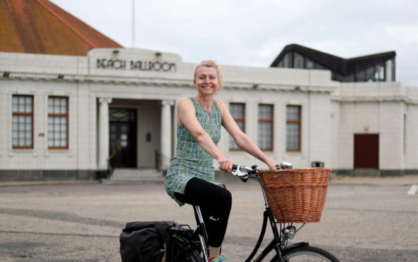 Chairwoman of Aberdeen Cycle Forum Rachel Martin at Aberdeen beach.