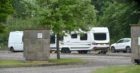 Travellers camped in an office car park at Alness Point, Alness in Easter Ross. Picture by Sandy McCook