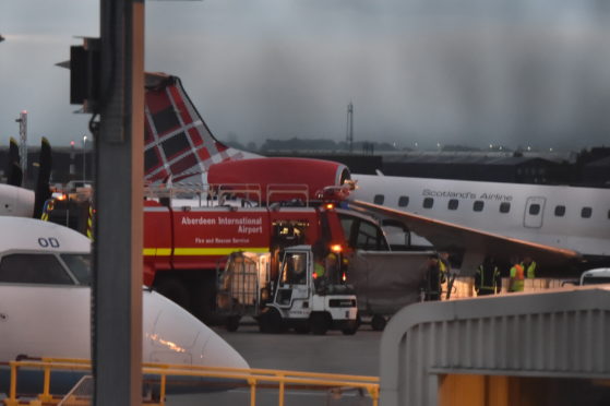 Aberdeen International Airport Fire and Rescue crews in attendance at the scene.