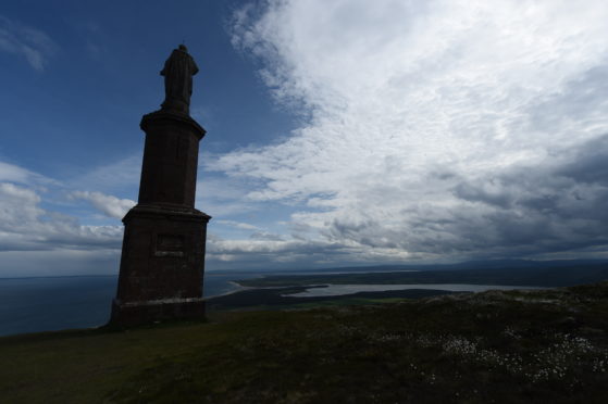 The Duke of Sutherland statue which stands on top of Ben Bhraggie, Golspie.
Picture by Sandy McCook.