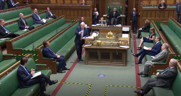 Prime Minister Boris Johnson speaking in the House of Commons.