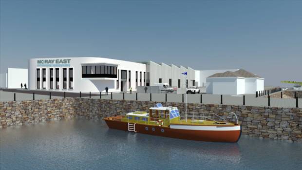 An artist's impression of Fraserburgh Harbour's new Moray East O&M base.