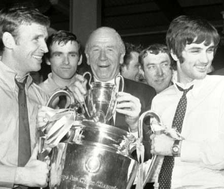 Sir Matt Busby with the European Cup in 1968.