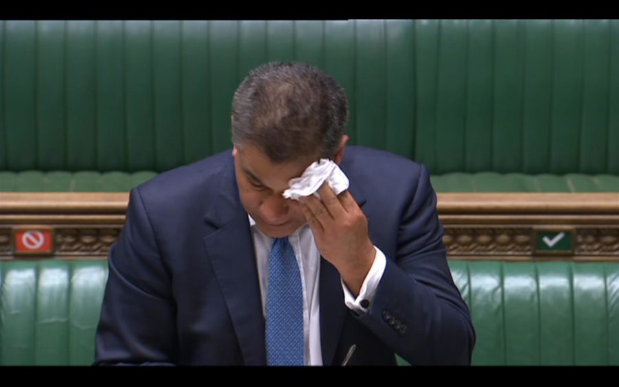 Alok Sharma fell ill in the Commons.