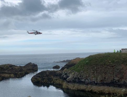 The rescue in progress at Boddam