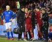 Aberdeen's Shay Logan is substituted during a Scottish Cup tie