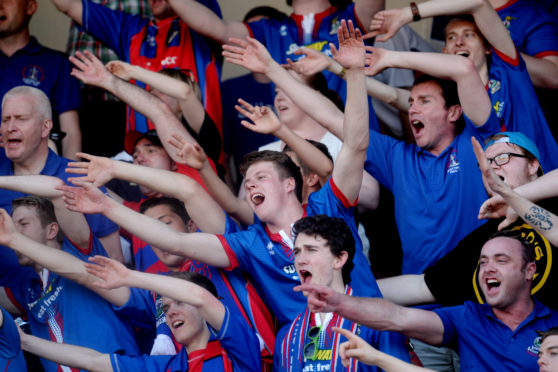 Caley Thistle fans at the Stadionul Marin Anastasovici in Giurgiu