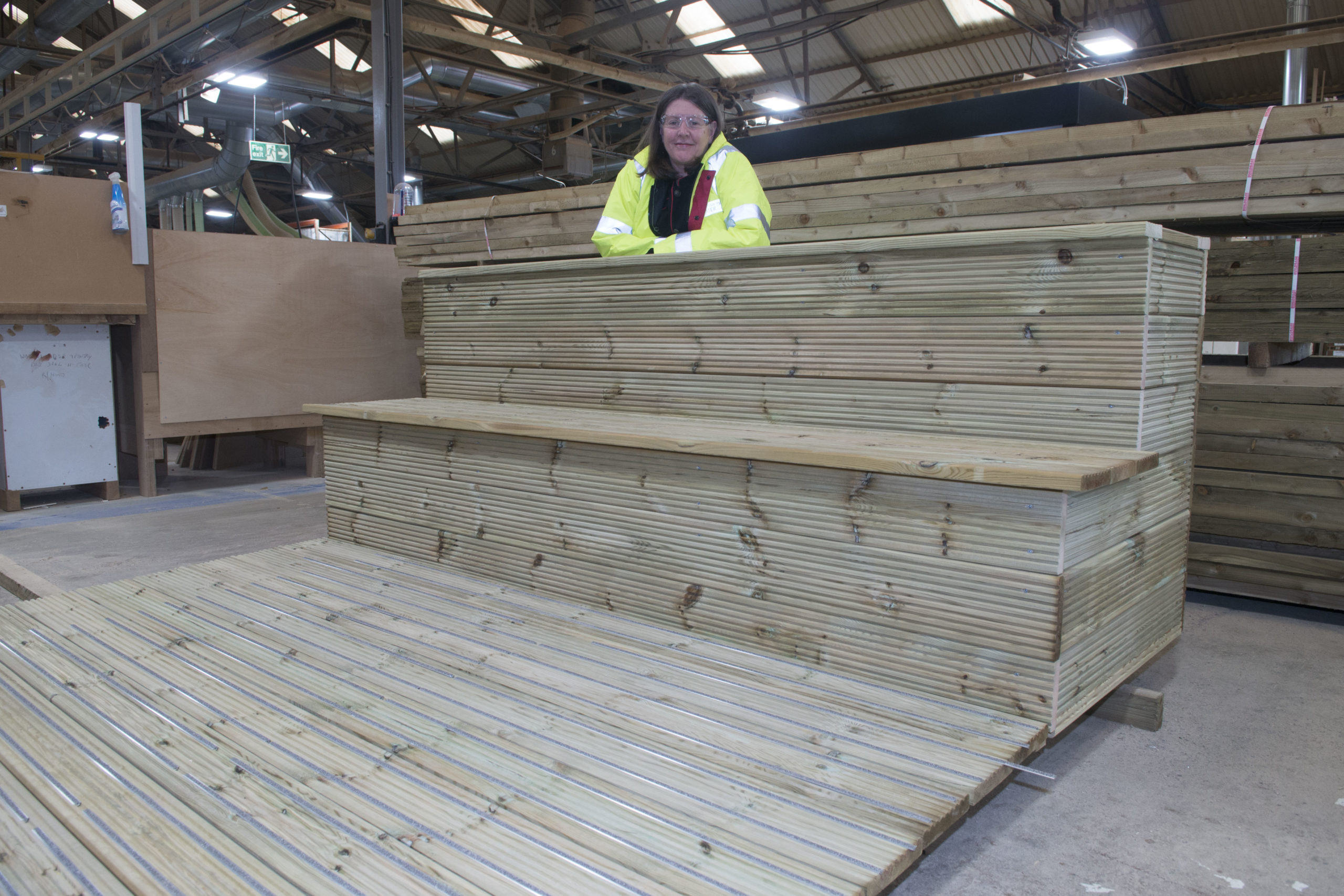 Councillor Sandra Macdonald pictured with one of the social distancing benches in Aberdeen.