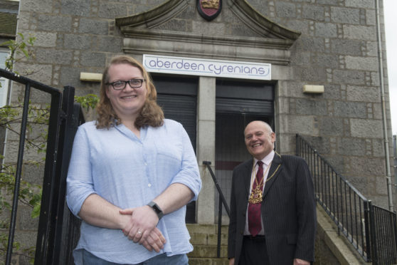 Lynda Reid-Fowler, of Aberdeen Cyrenians, with the Lord Provost of Aberdeen Barney Crockett.