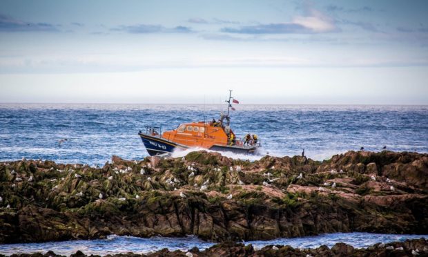 Peterhead RNLI off the coast at North Haven.