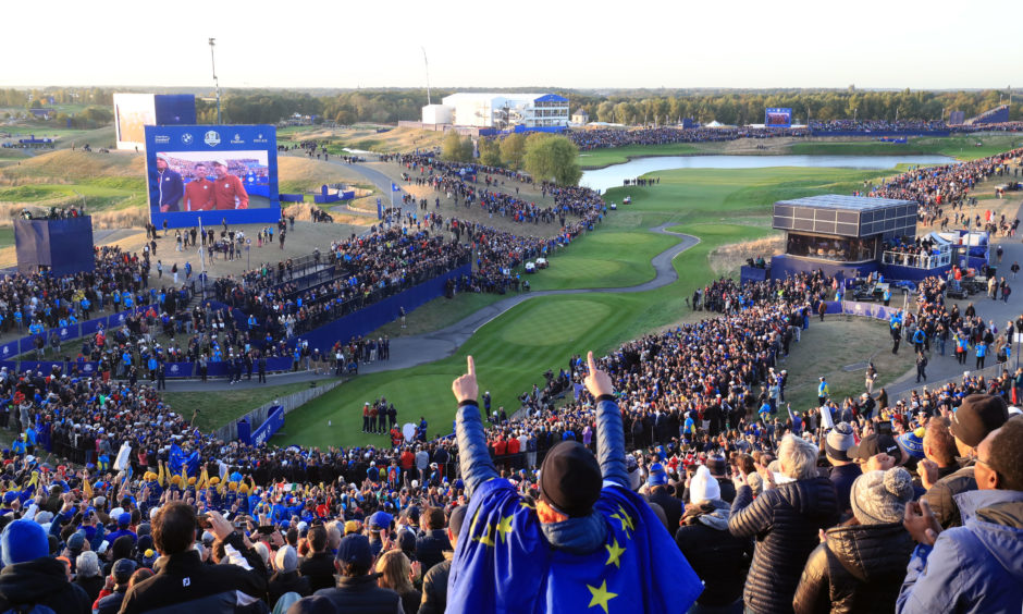 Fans watching The Ryder Cup