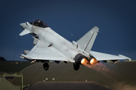 RAF Typhoon defending UK airspace.