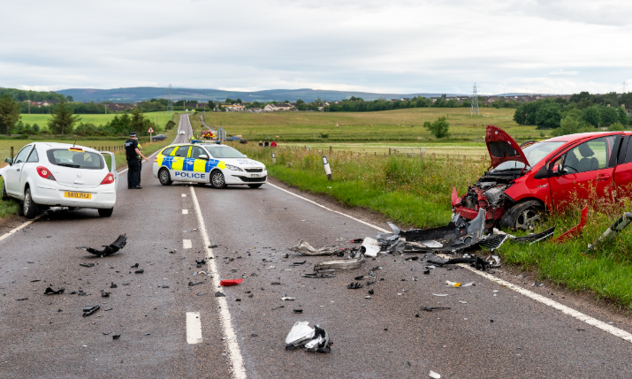 Crash on the A941, photo by Brian Smith