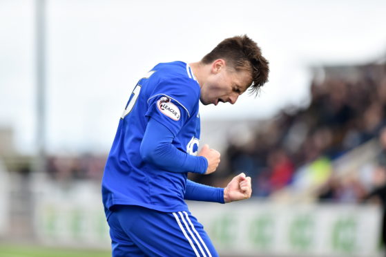 Chris Antoniazzi celebrates scoring for Cove Rangers against Annan