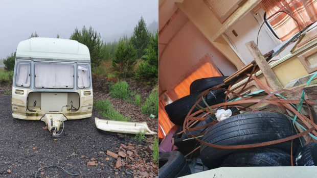 The caravan was dumped on Ousdale Broch car park