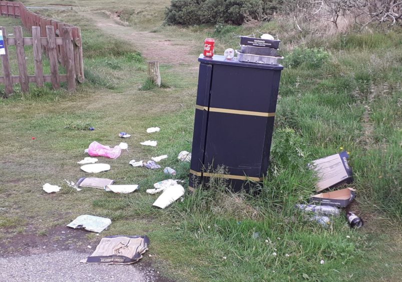Bins were left overflowing at several Aberdeenshire beauty spots