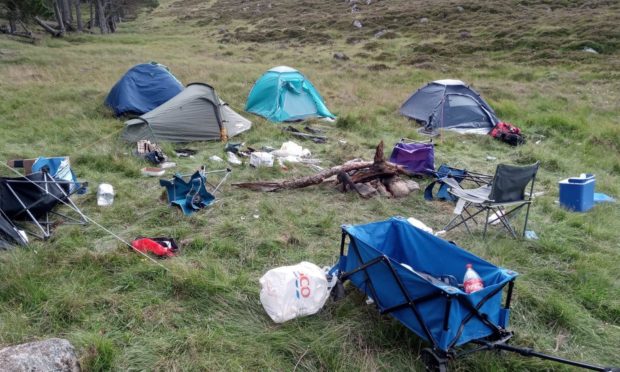 An abandoned campsite on Balmoral Estate in summer 2020. Image: Balmoral Estate.