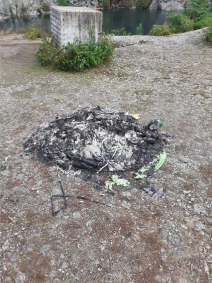 Fire damage at Tillyfourie Quarry