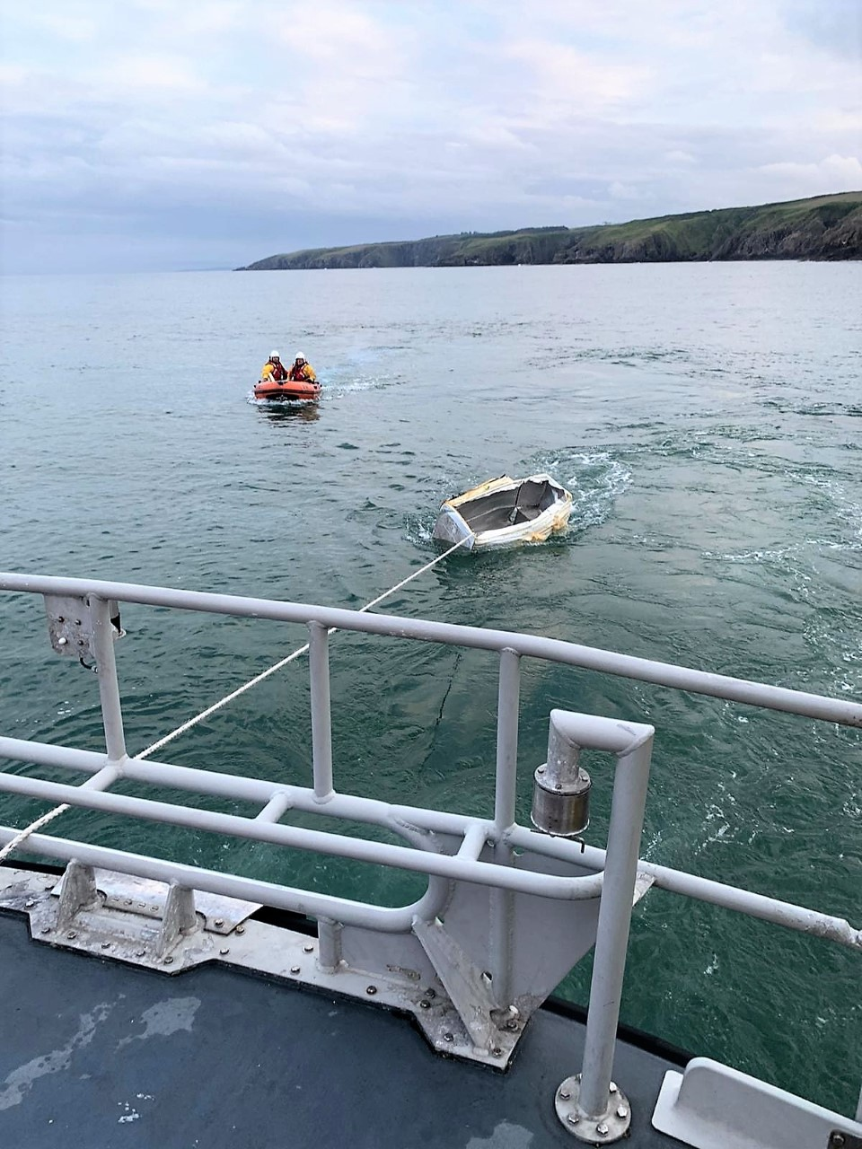 The Aberdeen lifeboat had to tow the fridges back to land